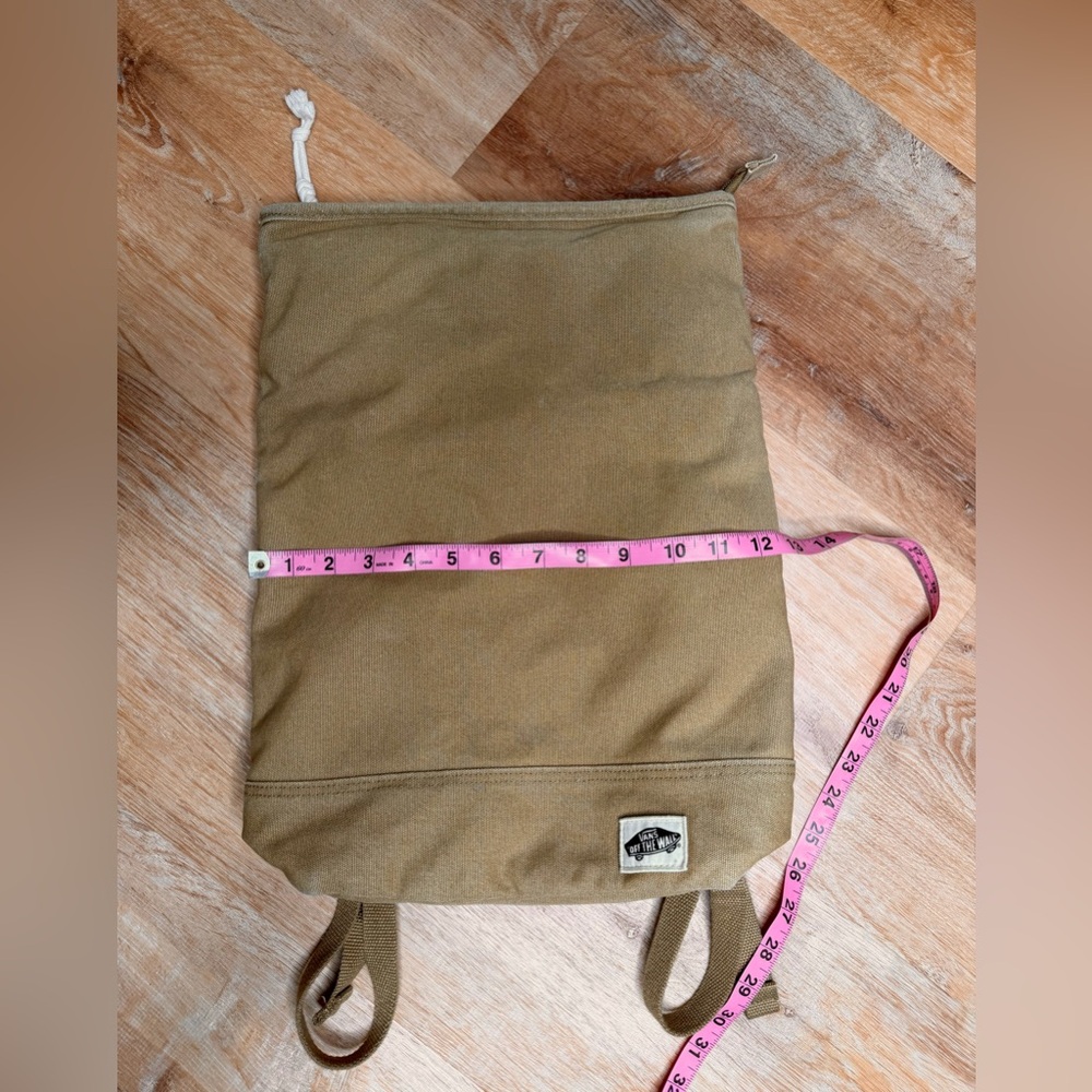 Vans Off The Wall - Brown Canvas Backpack, Zip top, Foldover Bag - Picture 5 of 9